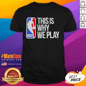 Alt Text: Awesome NBA logo T-shirt showcasing 'This Is Why We Play' design, perfect for basketball fans and enthusiasts.