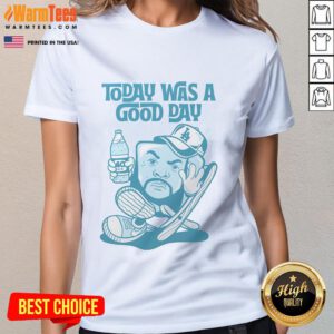Awesome Today Was A Good Day Thumbs Ladies Tee featuring a cheerful design and vibrant colors for casual wear.