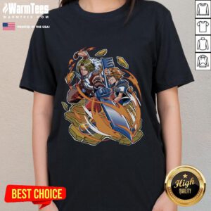 Awesome War of the Lions Squall Leonhart and Ventus graphic on a stylish ladies tee, perfect for Final Fantasy fans.