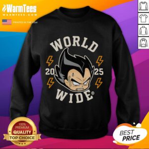 Awesome World Wide Vegeta 2025 Sweatshirt featuring vibrant design and comfortable fit for fans of Dragon Ball Z.