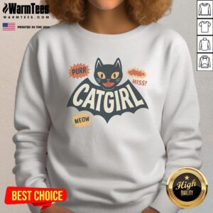 Adorable catgirl bat girl sweatshirt featuring playful design and vibrant colors, perfect for cozy casual wear.