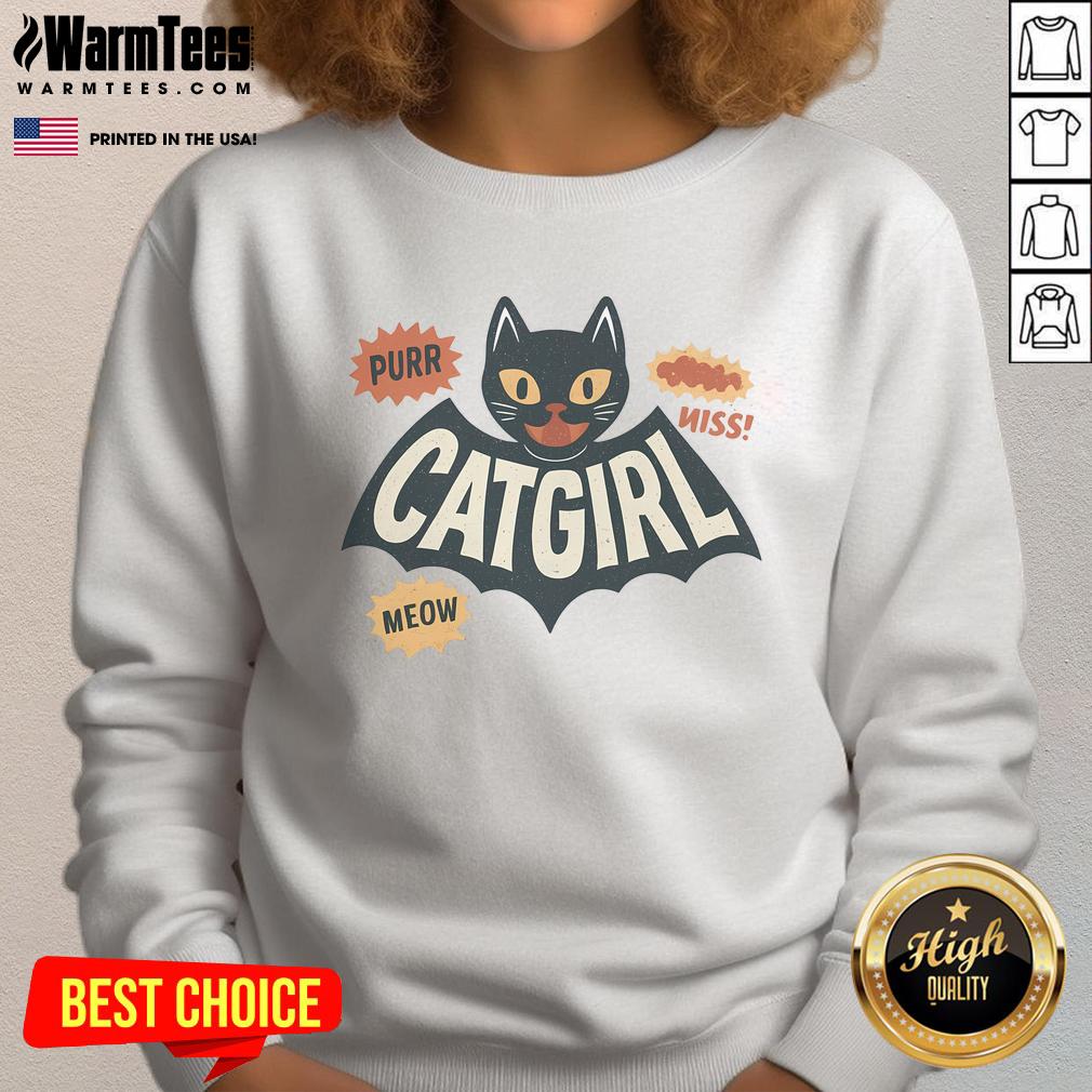 Adorable catgirl bat girl sweatshirt featuring playful design and vibrant colors, perfect for cozy casual wear.