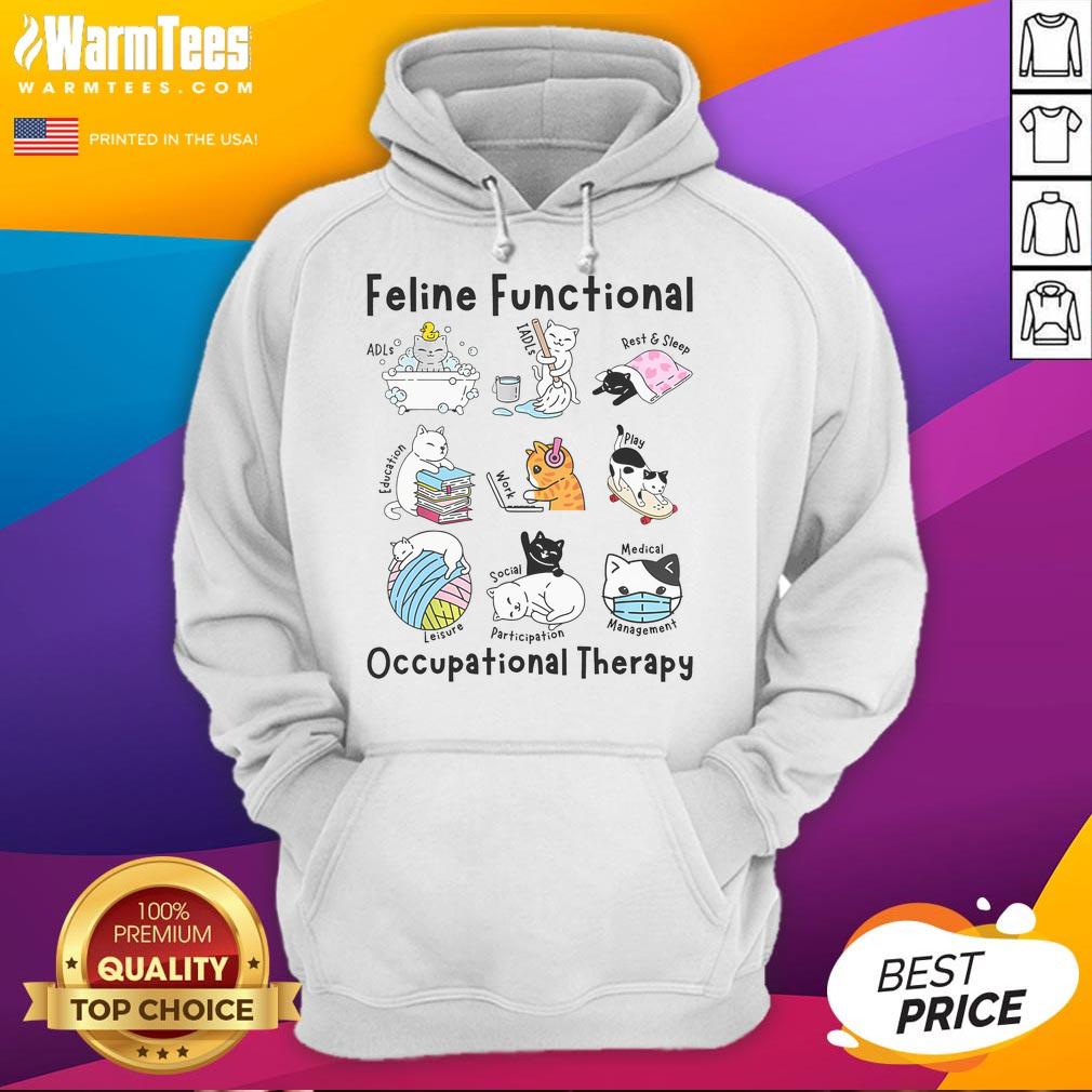 Alt Text: Cute feline fun graphic on an OT therapist hoodie, perfect for occupational therapy professionals and cat lovers.