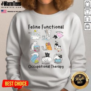 Cozy sweatshirt featuring a cute feline design, perfect for OT therapists who love cats and functional occupational therapy.