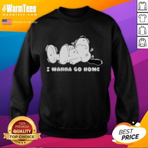 Cute Snoopy 'I Wanna Go Home' sweatshirt featuring a playful design, perfect for cozy casual wear.