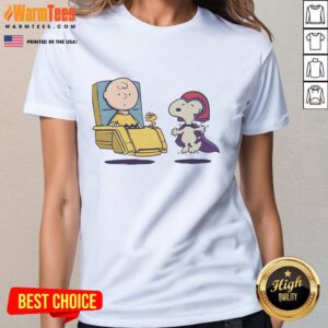 Alt Text: Cute Snoopy Peanuts Woodstock X-Men ladies tee featuring playful designs of iconic characters in vibrant colors.
