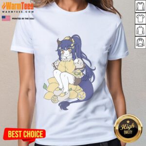 Alt Text: Cute Textilgremlin Vorbestellung Lightmotif Lemon Anime Ladies Tee featuring vibrant lemon-themed design.