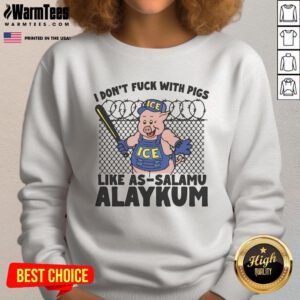 Funny 'I Don't F* With Pigs' sweatshirt featuring playful design, perfect for casual wear and humor enthusiasts.