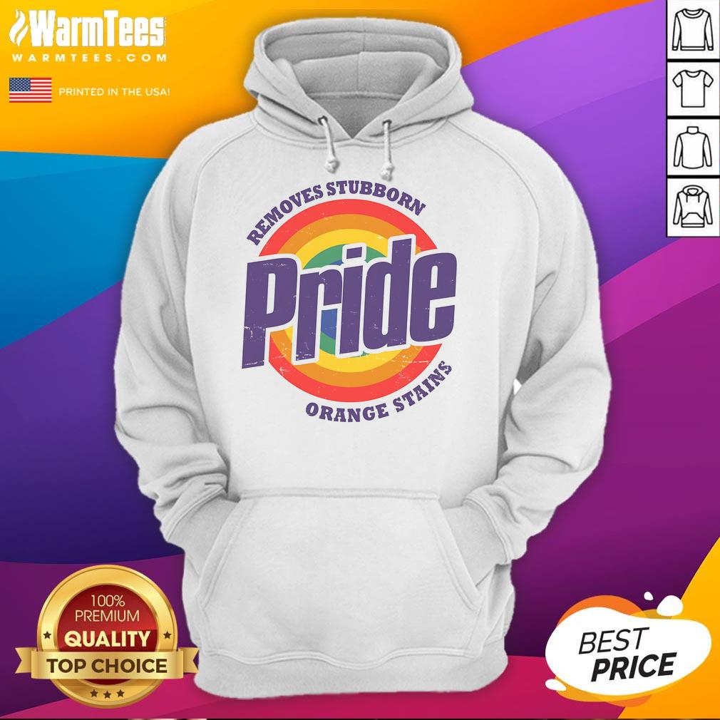 Funny Resist Trump hoodie featuring orange stain graphics, perfect for Pride Month and LGBTQ activism.