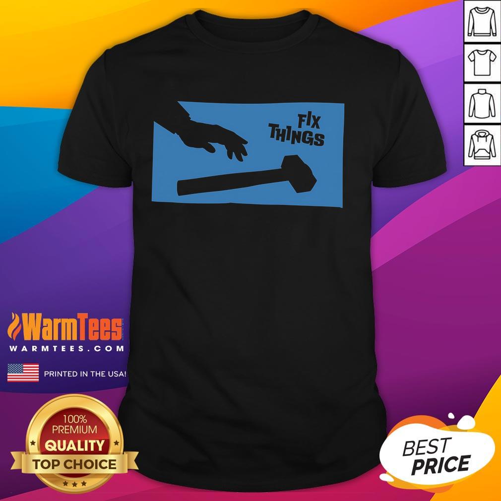 Funny Sir-Fix-A-Lot hammer graphic t-shirt design for DIY enthusiasts and humor lovers, perfect for fixing things.
