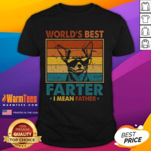 Funny Worlds Best Farter I Mean Father T-Shirt for Dad with dog graphic, perfect for Fathers Day gift.