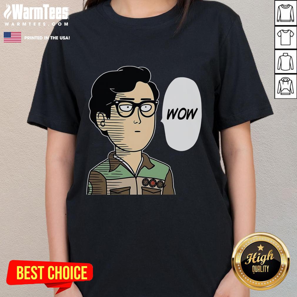 Funny Wow Saitama OK meme graphic on a stylish ladies tee, perfect for anime fans and casual wear.