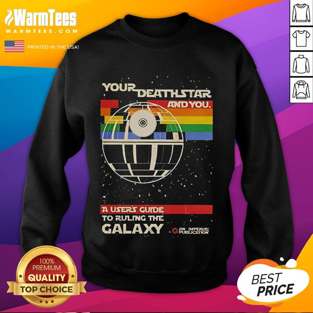 Funny Star Wars sweatshirt featuring 'Your Death Star and You' guide, perfect for ruling the galaxy in style.