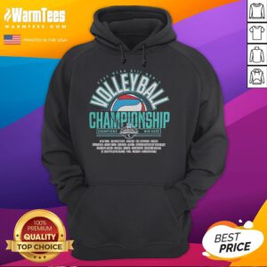 Good 2025 NCAA D3 Men's Volleyball Championship hoodie featuring team logos and vibrant colors for fans and players.