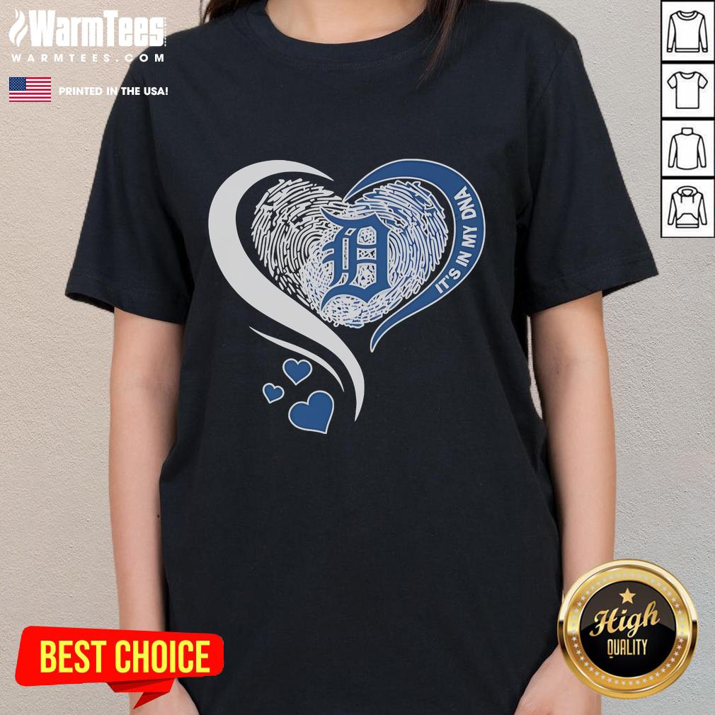 Good Detroit Tigers It's In My DNA Heart Ladies Tee featuring a stylish design for passionate Tigers fans.