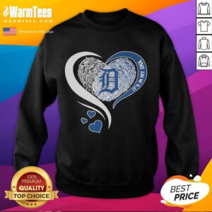 Alt Text: Cozy 'Good Detroit Tigers It's In My DNA' sweatshirt featuring a heart design, perfect for fans and casual wear.