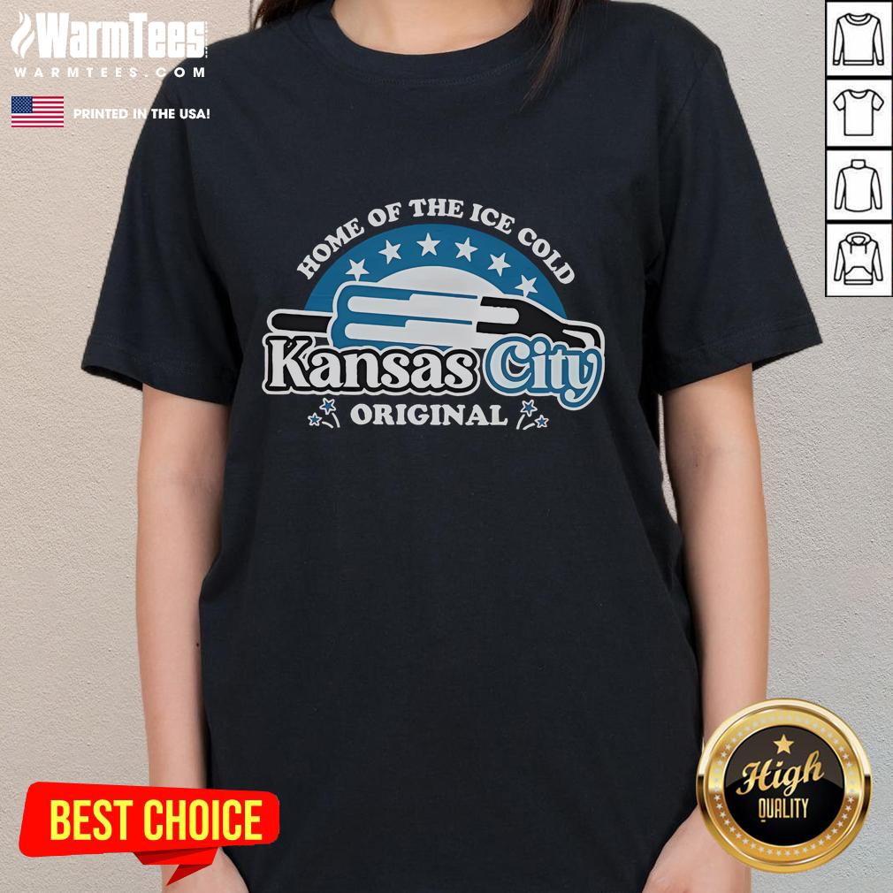 Good Home Ice Cold Kansas City Bomb Pop Ladies Tee featuring a vibrant design perfect for summer fun.