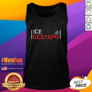 Stylish 'Good Ice Is The New Gestapo' tank top design, featuring bold typography and a modern aesthetic for trendy fashion.