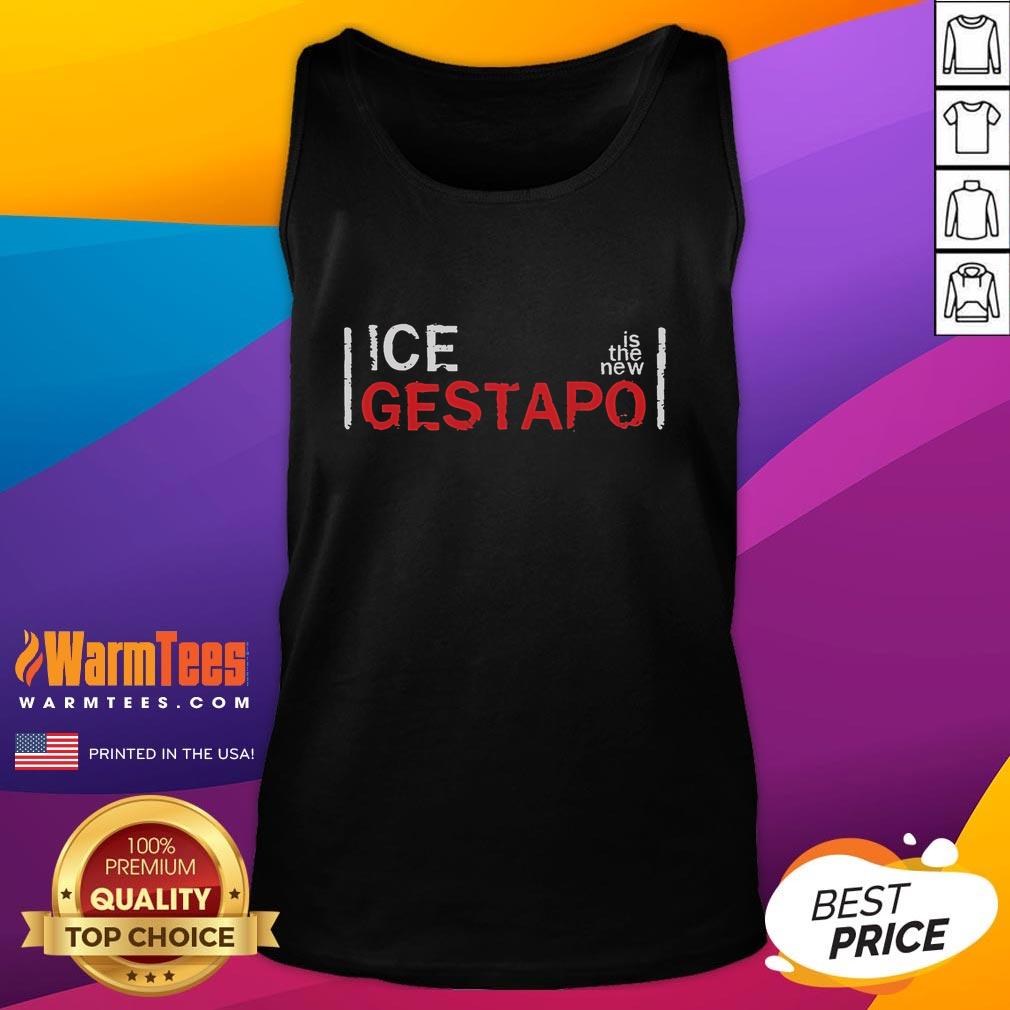 Stylish 'Good Ice Is The New Gestapo' tank top design, featuring bold typography and a modern aesthetic for trendy fashion.