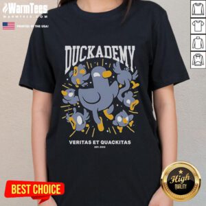Good Kurzgesagt Duckademy Veritas et Quckitas Est 2013 ladies tee featuring vibrant colors and a stylish design.