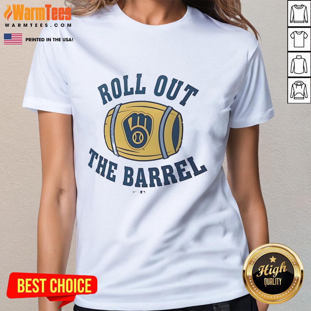 Good Milwaukee Brewers Local Hometown Roll Out The Barrel Ladies Tee featuring vibrant team colors and stylish design.