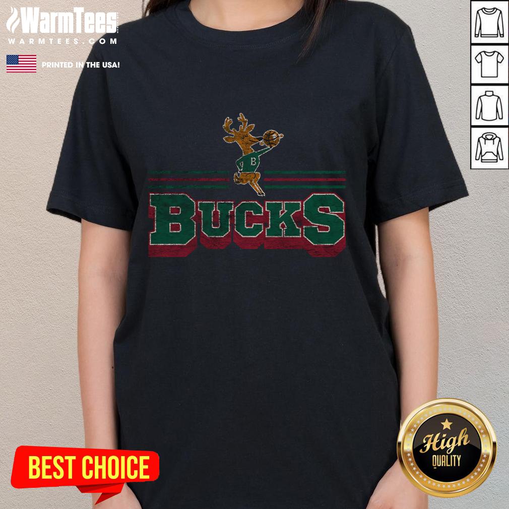 Good Milwaukee Bucks Fan Banner Ladies Tee featuring team colors and logo, perfect for dedicated Bucks supporters.