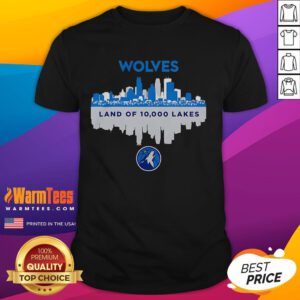 Good Minnesota Timberwolves Skyline T-Shirt featuring the Land of 10,000 Lakes design for fans.