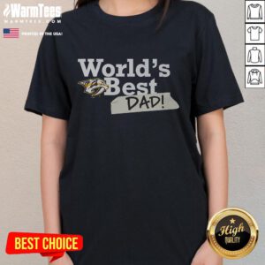 Good Nashville Predators World's Best Dad Ladies Tee featuring vibrant team colors and stylish design for proud fans.
