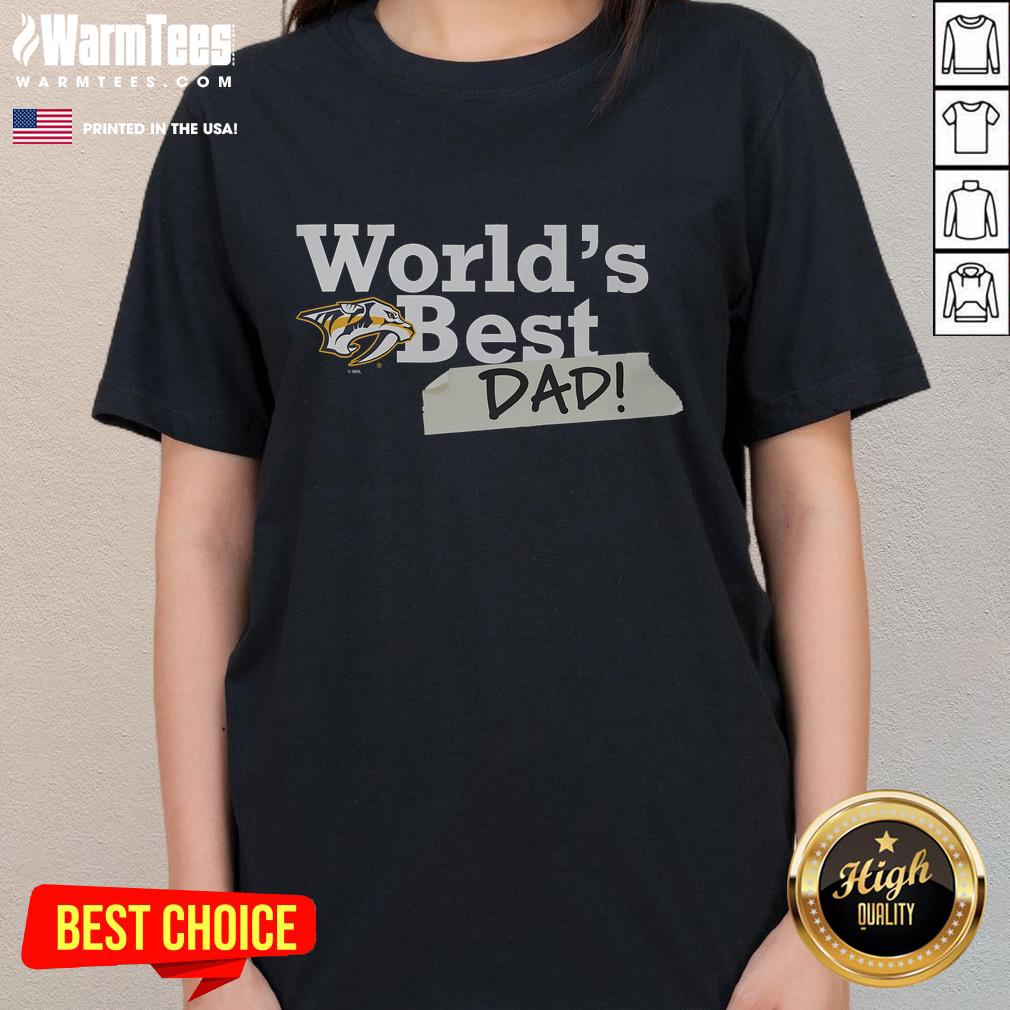 Good Nashville Predators World's Best Dad Ladies Tee featuring vibrant team colors and stylish design for proud fans.