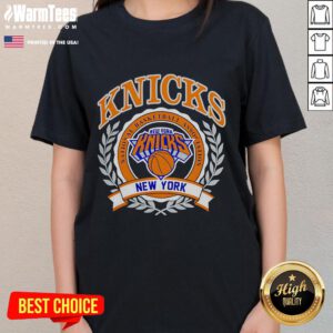 Good New York Knicks crest logo on a 2025 ladies tee, showcasing NBA team spirit and style for female fans.