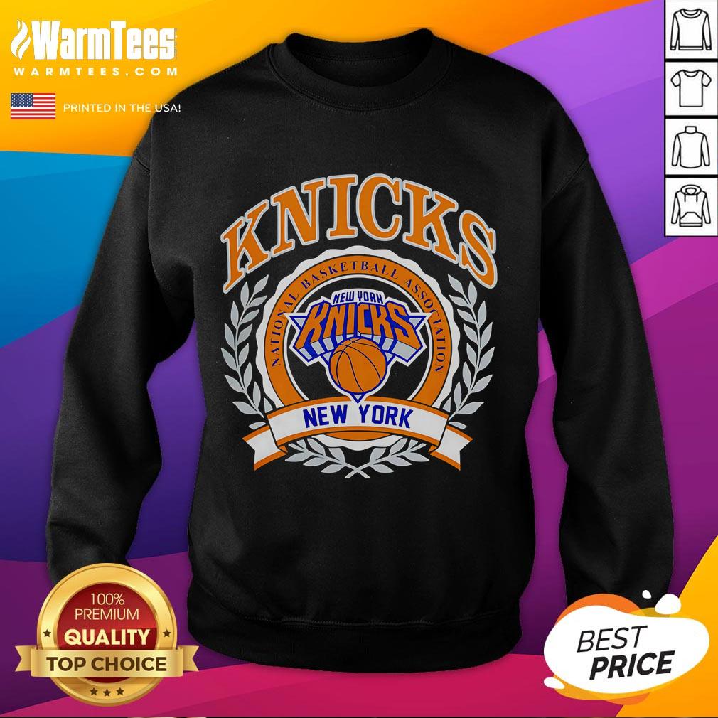 Alt Text: 2025 New York Knicks Crest sweatshirt featuring the NBA logo, perfect for basketball fans and stylish sportswear.