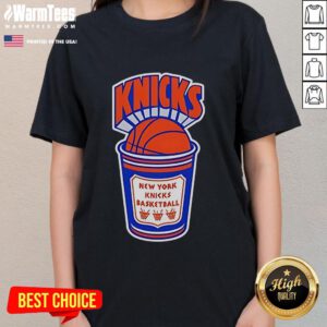 Alt Text: Good New York Knicks Hardwood Classics Brew City Ladies Tee featuring team logo and stylish design for fans.