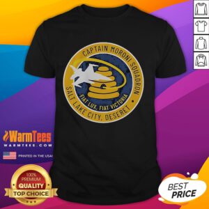 Good Ryan McBeth Captain Moroni Squadron T-Shirt in Salt Lake City Deseret Flat Lux Flat Victoria design.