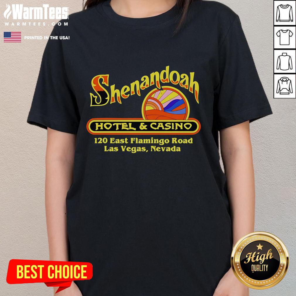 Good Shenandoah Hotel and Casino vintage Las Vegas ladies tee showcasing retro design and vibrant colors.
