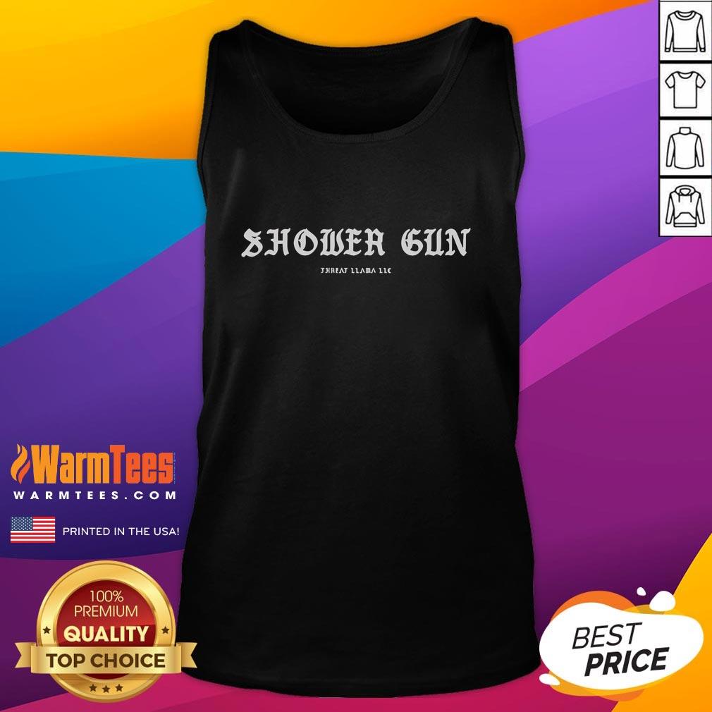 Good Shower Gun Threat Llama Tank Top featuring a playful llama graphic on a stylish tank for casual wear.