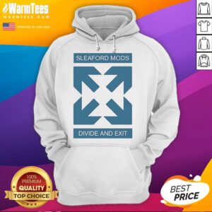 Good Sleaford Mods Divide and Exit Arrow Hoodie featuring a bold logo and stylish design, perfect for fans of the band.