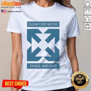 Good Sleaford Mods Divide and Exit Arrow Ladies Tee featuring vibrant design and stylish fit for fans of the band.