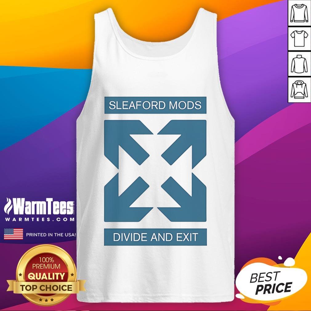 Good Sleaford Mods Divide and Exit Arrow Tank Top featuring bold graphic design and casual fit for music fans.