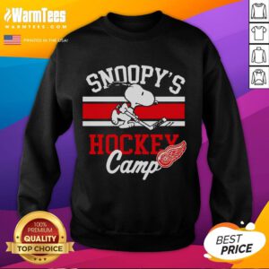 Alt Text: Good Snoopy Detroit Red Wings Snoopy's Camp sweatshirt featuring Snoopy in team colors, perfect for hockey fans.