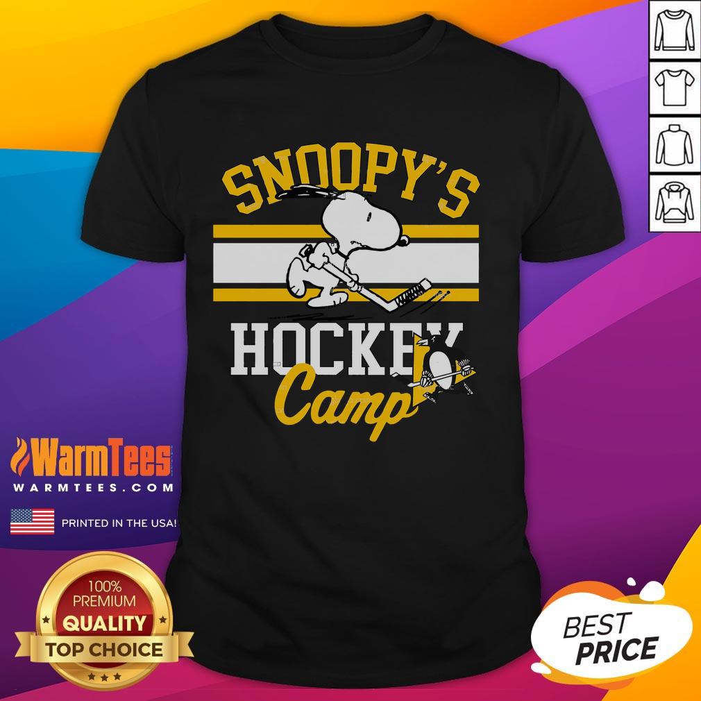 Good Snoopy Pittsburgh Penguins NHL T-shirt featuring Snoopy at hockey camp, perfect for fans of all teams.