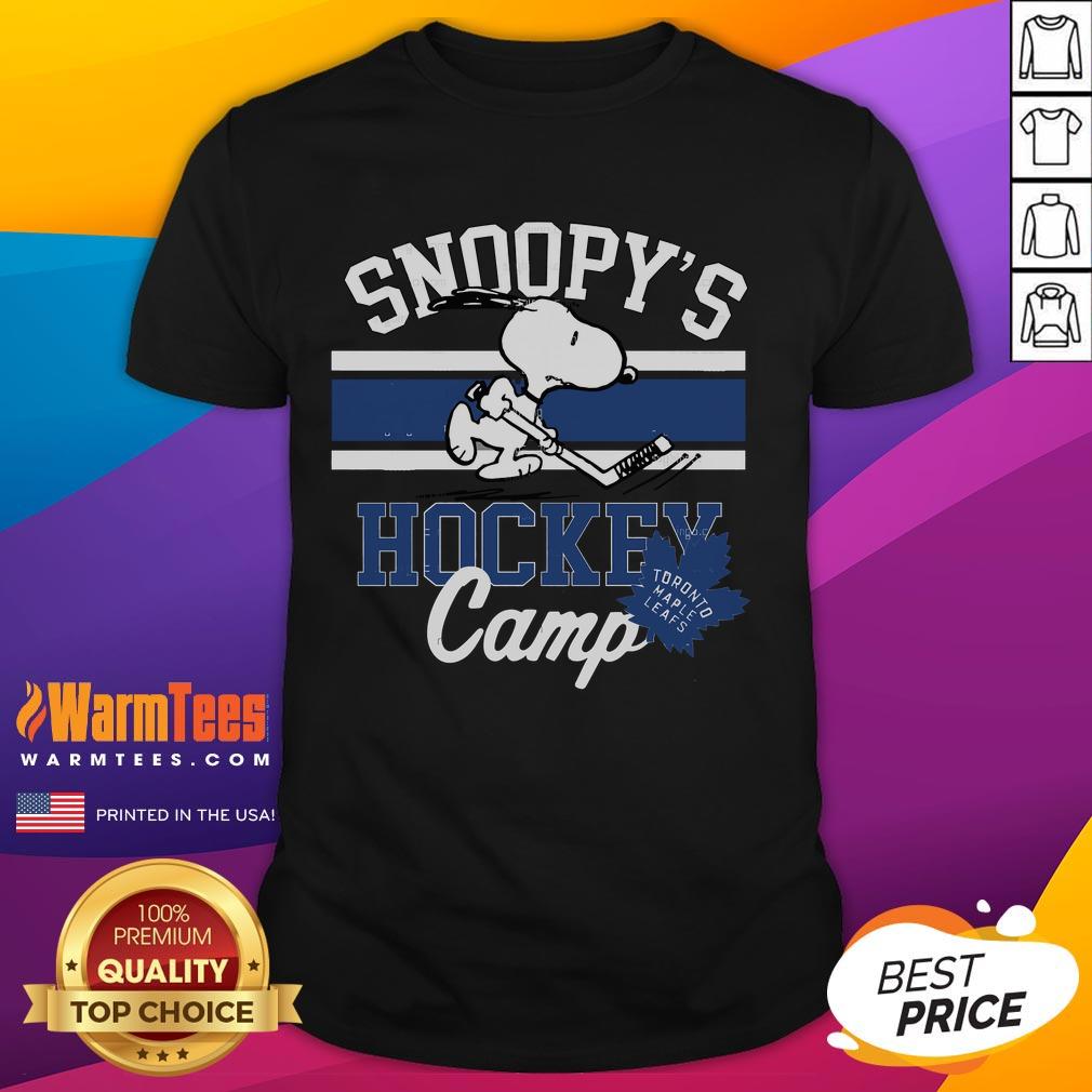 Good Snoopy Toronto Maple Leafs T-shirt featuring Snoopy at hockey camp, perfect for NHL fans and collectors.