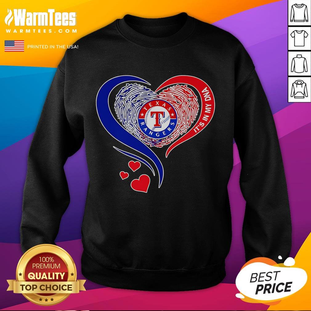Cozy sweatshirt featuring 'Good Texas Rangers Baseball It's In My DNA' design, perfect for fans showcasing team pride.