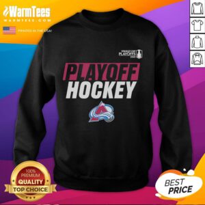 Alt Text: Cozy Nice 2025 Avalanche Playoff Breakout Sweatshirt featuring team colors and logo, perfect for game day.