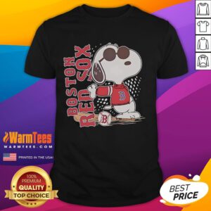 Boston Red Sox and Snoopy baseball t-shirt featuring a cool graphic design for fans and casual wear.