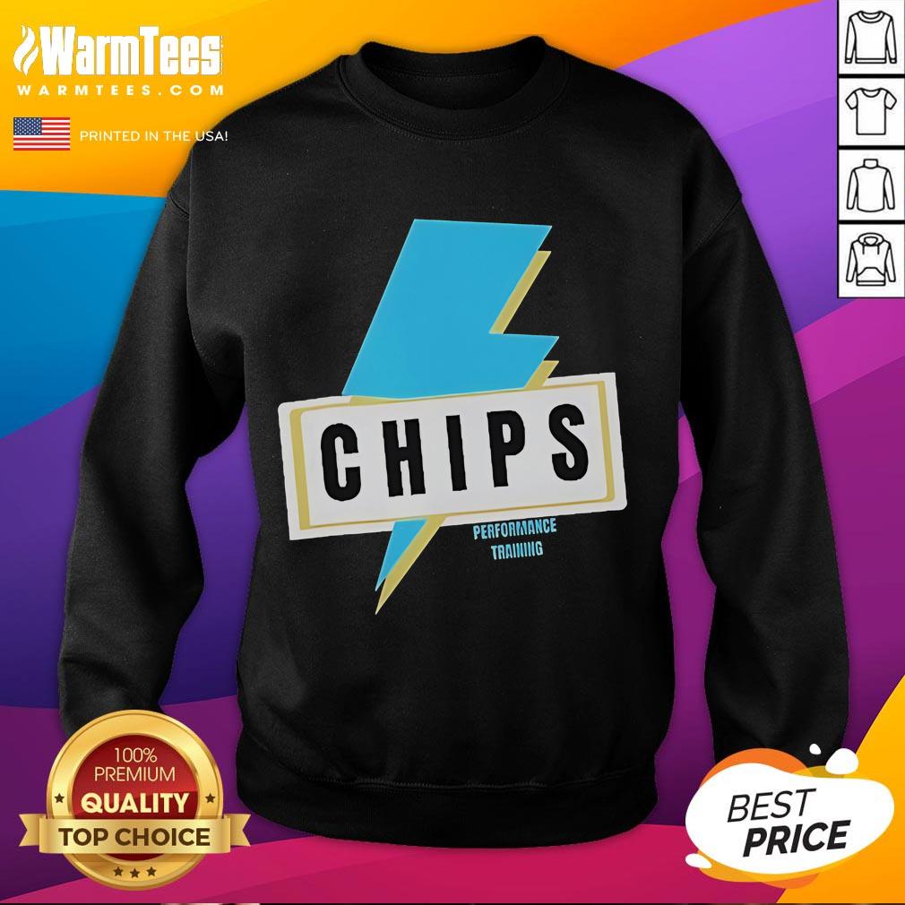 Nice Chips Performance Training Lightning Sweatshirt in vibrant colors, perfect for workouts and athletic fashion.