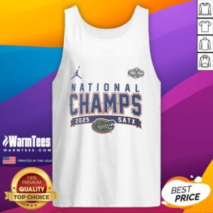Nice Florida Gators 2025 NCAA Men's Basketball National Champions tank top featuring team colors and logo design.
