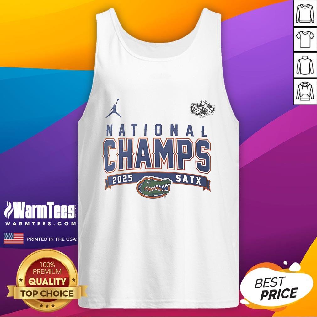 Nice Florida Gators 2025 NCAA Men's Basketball National Champions tank top featuring team colors and logo design.