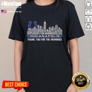 Nice Indianapolis Thank You For The Memories Players Name City Ladies Tee, showcasing a stylish women's t-shirt design.