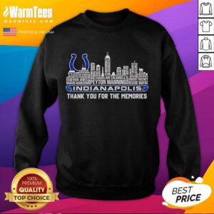 Nice Indianapolis Thank You For The Memories sweatshirt featuring player names in a stylish city design.