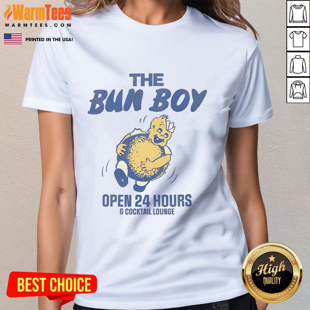 Nice Retro The Bun Boy defunct restaurant cocktail lounge ladies tee showcasing vintage style and nostalgic design.